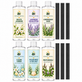 Herbal Aroma 6-Piece Reed Diffuser Refill Variety Set with Black Reeds – 6 Scents, 200 ml Each