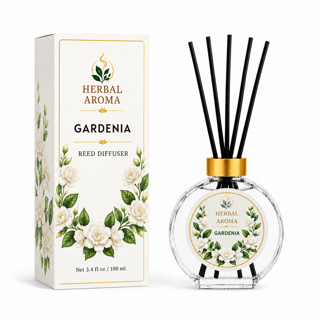 Herbal Aroma Gardenia Reed Diffuser Set, 3 Pack Home Fragrance Diffusers, 100 mL Each, 300 mL Total, Floral Reed Diffusers for Home, Bedroom & Office