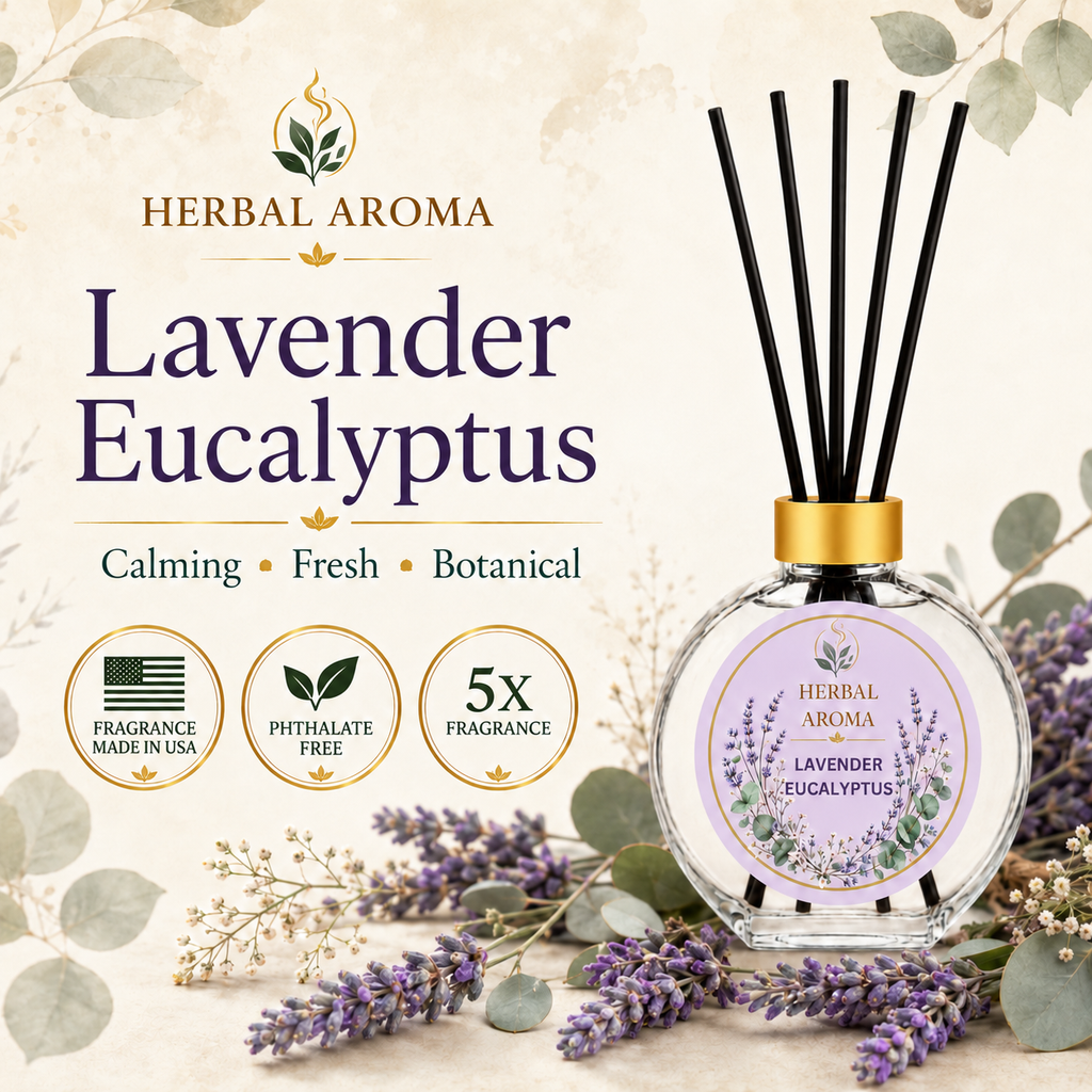 Herbal Aroma Lavender Eucalyptus Reed Diffuser Refill Set, 3 Pack, 200 mL Each, 600 mL Total, Includes Black Reeds, Home Fragrance Refill