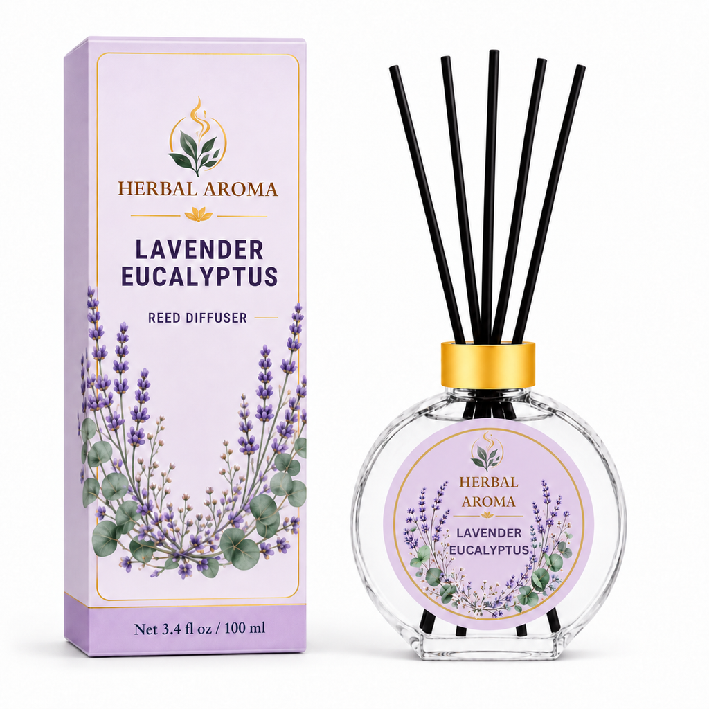 Herbal Aroma Lavender Eucalyptus Reed Diffuser Refill Set, 3 Pack, 200 mL Each, 600 mL Total, Includes Black Reeds, Home Fragrance Refill
