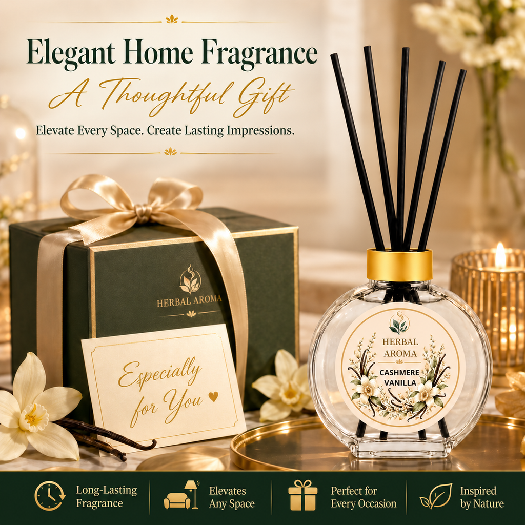 Herbal Aroma Cashmere Vanilla Reed Diffuser Refill Set, 3 Pack, 200 mL Each, 600 mL Total, Includes Black Reeds, Home Fragrance Refill