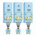 Herbal Aroma Clean Linen Reed Diffuser Set, 3 Pack Home Fragrance Diffusers, 100 mL Each, 300 mL Total, Fresh Reed Diffusers for Home, Bathroom & Office