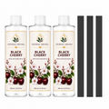 Herbal Aroma Black Cherry Reed Diffuser Refill Set, 3 Pack, 200 mL Each, 600 mL Total, Includes Black Reeds, Home Fragrance Refill