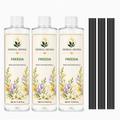 Herbal Aroma Freesia Reed Diffuser Refill Set, 3 Pack, 200 mL Each, 600 mL Total, Includes Black Reeds, Home Fragrance Refill