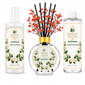 Herbal Aroma Gardenia Home Fragrance Set, 3-Piece Reed Diffuser with 200 mL Refill and 200 mL Room Spray, 100 mL Diffuser