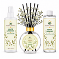 Herbal Aroma White Jasmine Home Fragrance Set, 3-Piece Reed Diffuser with 200 mL Refill and 200 mL Room Spray, 100 mL Diffuser