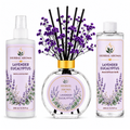 Herbal Aroma Lavender Eucalyptus Home Fragrance Set, 3-Piece Reed Diffuser with 200 mL Refill and 200 mL Room Spray, 100 mL Diffuser
