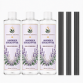 Herbal Aroma Lavender Eucalyptus Reed Diffuser Refill Set, 3 Pack, 200 mL Each, 600 mL Total, Includes Black Reeds, Home Fragrance Refill