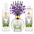 Herbal Aroma Lemongrass & Sage Home Fragrance Set, 3-Piece Reed Diffuser with 200 mL Refill and 200 mL Room Spray, 100 mL Diffuser