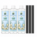 Herbal Aroma Clean Linen Reed Diffuser Refill Set, 3 Pack, 200 mL Each, 600 mL Total, Includes Black Reeds, Home Fragrance Refill