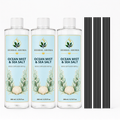 Herbal Aroma Ocean Mist & Sea Salt Reed Diffuser Refill Set, 3 Pack, 200 mL Each, 600 mL Total, Includes Black Reeds, Home Fragrance Refill