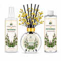 Herbal Aroma Patchouli Home Fragrance Set, 3-Piece Reed Diffuser with 200 mL Refill and 200 mL Room Spray, 100 mL Diffuser
